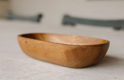 Bulk Pricing | Wholesale Small Oval BOHO Acacia Wood Bowl - Deep Candle Ready 3 Wick Wood Candle Vessel