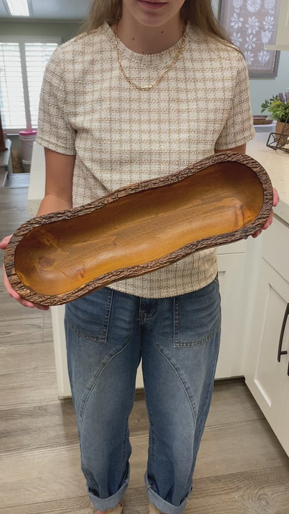 Live Edge Wood Dough Bowl | Heirloom Candle Ready Vessel | Handcrafted Rustic Farmhouse Decor | Large Wooden Centerpiece
