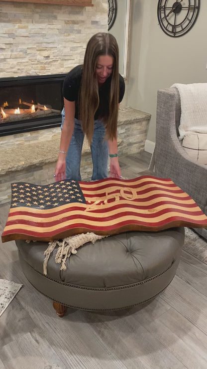 Old Glory - Hand Carved Wavy American Flag - 250th Anniversary Edition