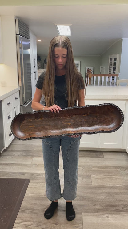 Live Edge Wood Dough Bowl | Heirloom Candle Ready Vessel | Handcrafted Rustic Farmhouse Decor | Large Wooden Centerpiece