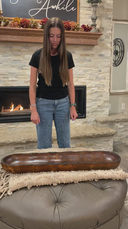 Live Edge Wood Dough Bowl | Heirloom Candle Ready Vessel | Handcrafted Rustic Farmhouse Decor | Large Wooden Centerpiece