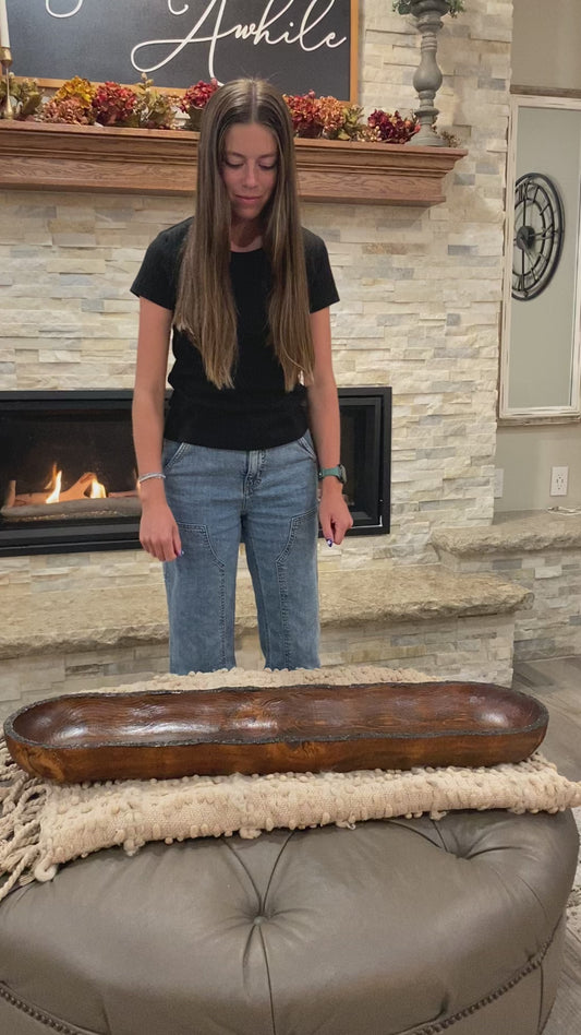 Live Edge Wood Dough Bowl | Heirloom Candle Ready Vessel | Handcrafted Rustic Farmhouse Decor | Large Wooden Centerpiece (Copy) (Copy)
