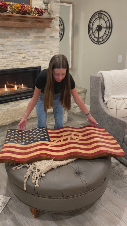Old Glory - Hand Carved Wavy American Flag - 250th Anniversary Edition