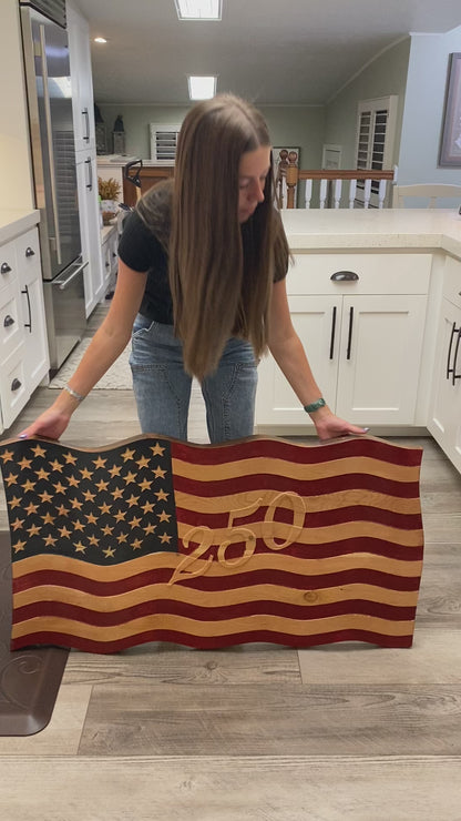 Old Glory - Hand Carved Wavy American Flag - 250th Anniversary Edition